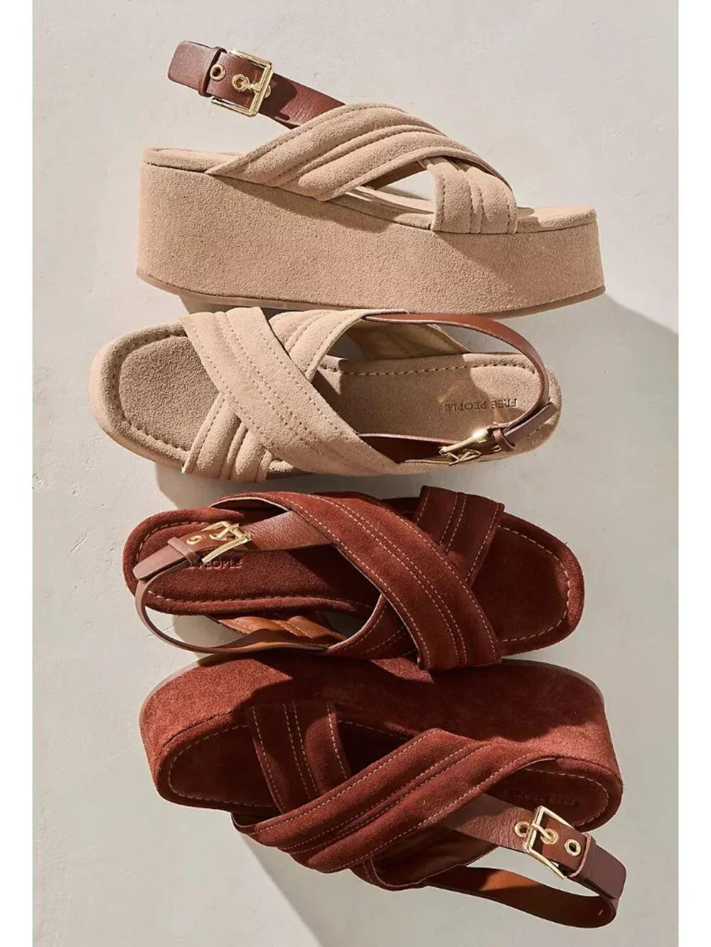 FREE PEOPLE Skyline Platforms / Fawn Suede